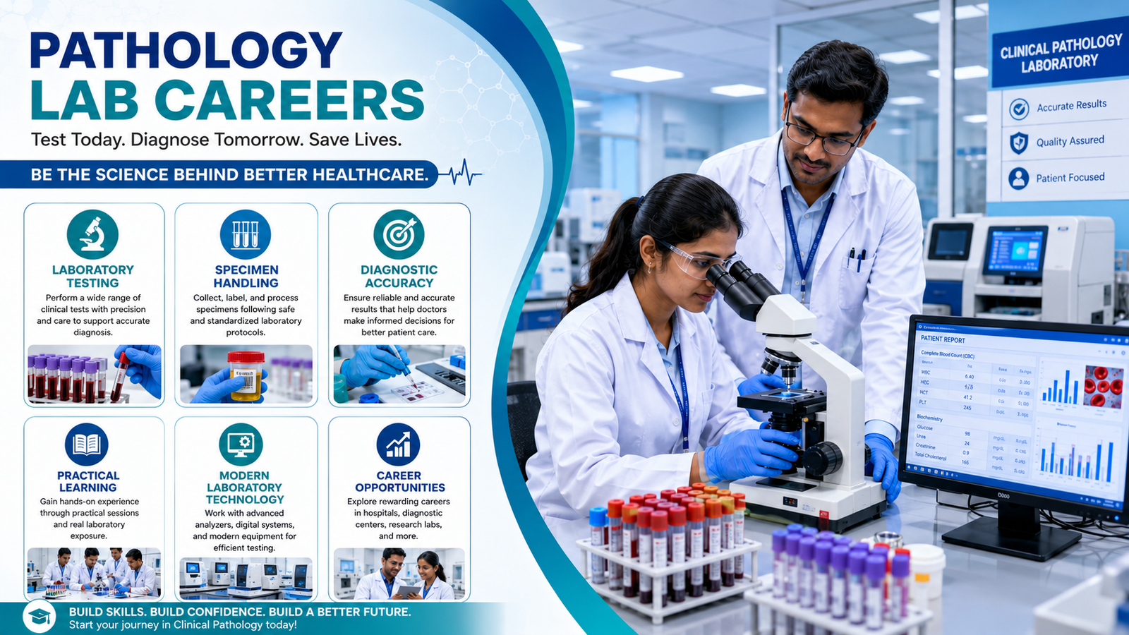 Clinical Pathology student performing laboratory testing at RIAHS.