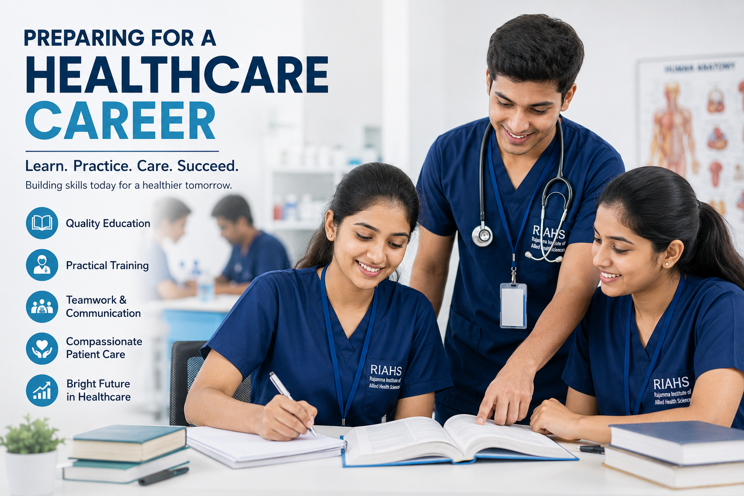 Students preparing for healthcare careers through learning at RIAHS.