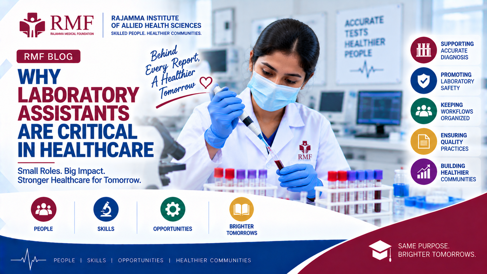 Laboratory assistant handling clinical samples and supporting diagnostic testing in a modern healthcare laboratory