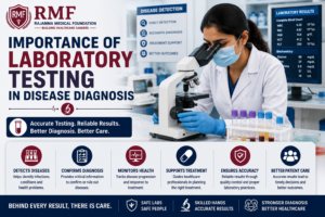 Laboratory professional analysing patient samples for disease diagnosis in a clinical laboratory.
